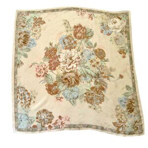 Liz Claiborne Vintage Floral Silk Scarf Pastel 31x29in Soft Girl Cottagecore